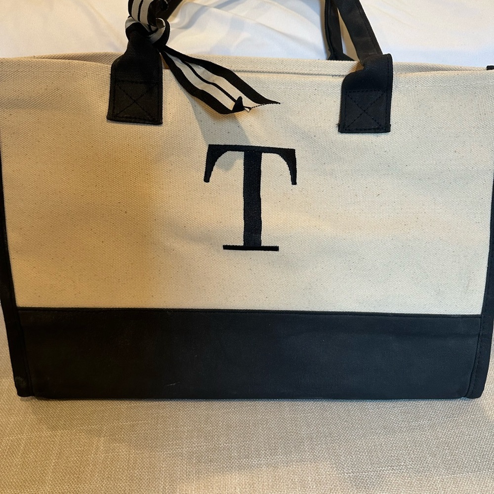 Canvas Tote Bag with Black Accents